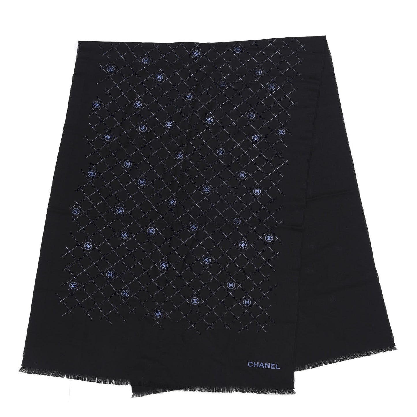Wool Quilt Print Stole Black