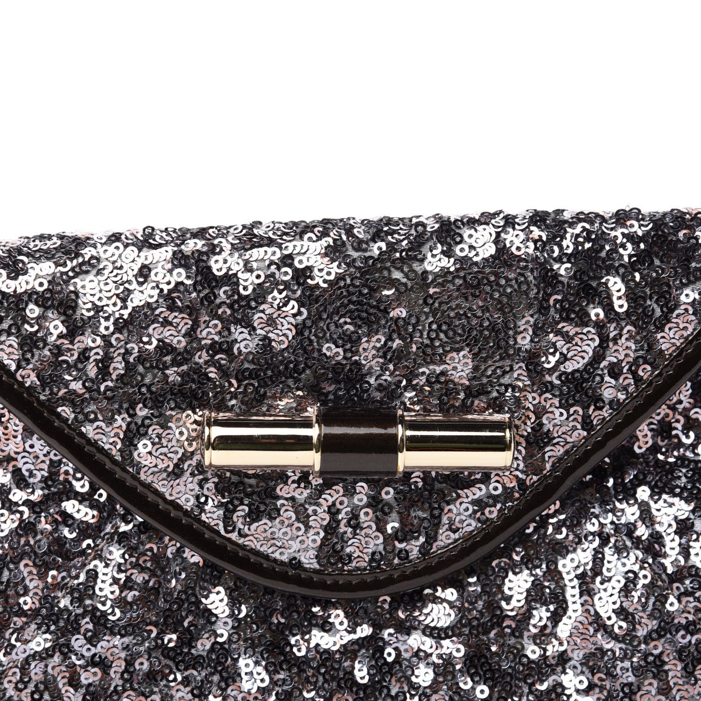 Sequin Envelope Clutch Silver Black