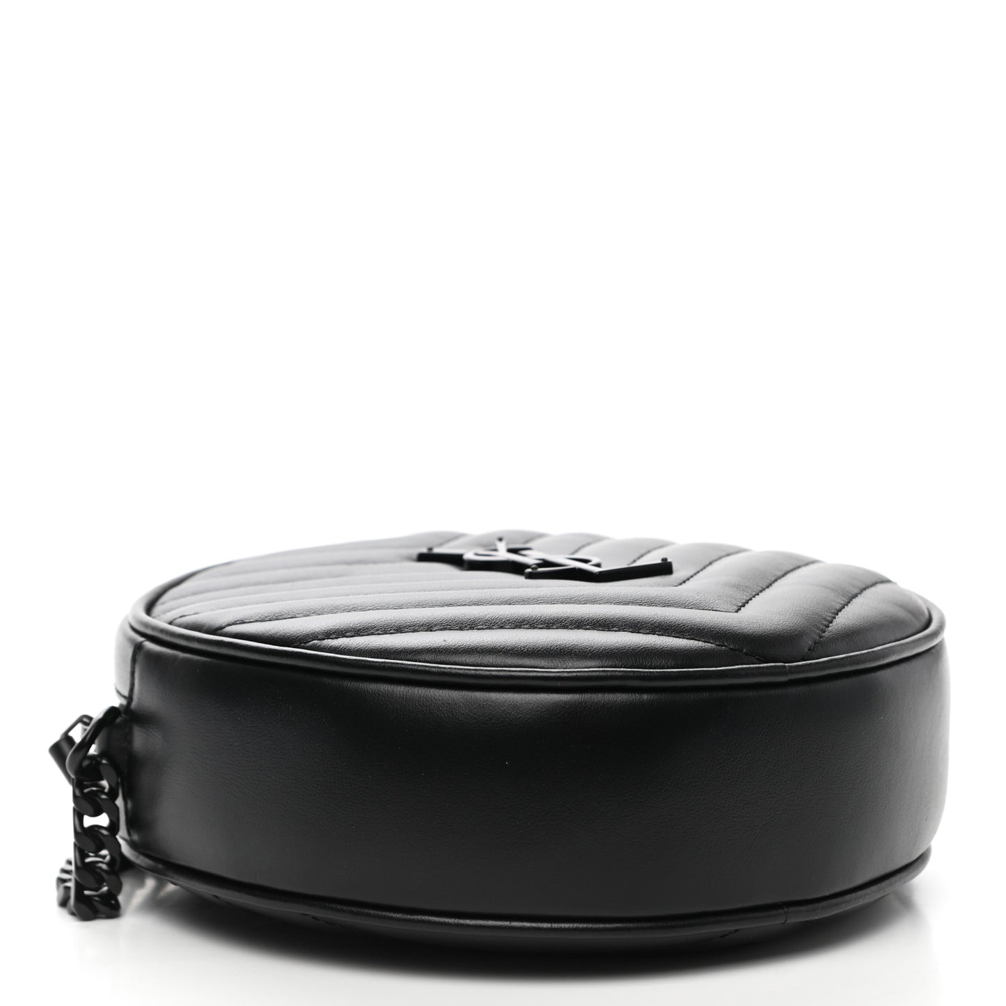 Calfskin Matelasse Chevron Round Vinyle Camera Bag Black
