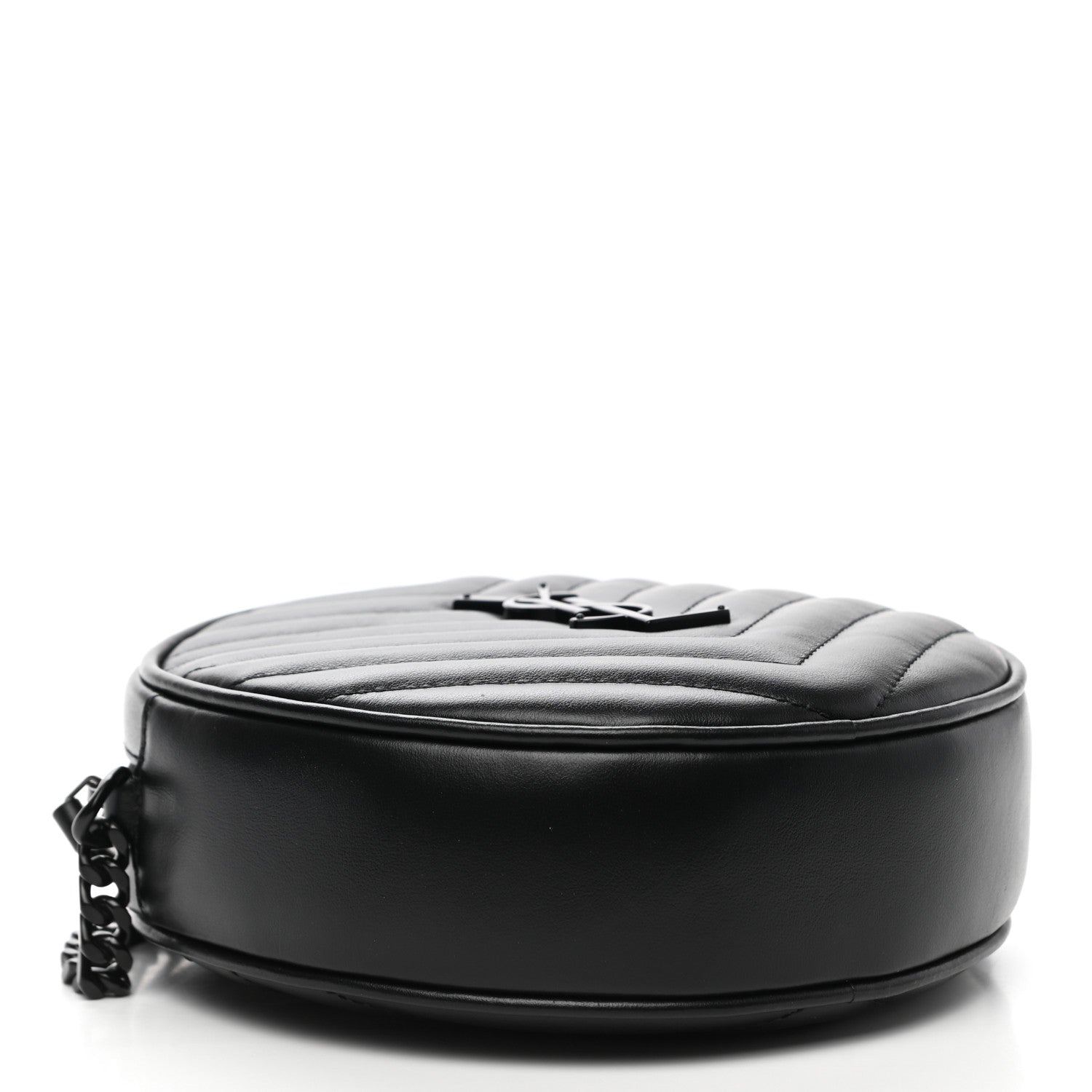 Saint Laurent Calfskin Matelasse Chevron Round Vinyle Camera Bag Black 4 of 10