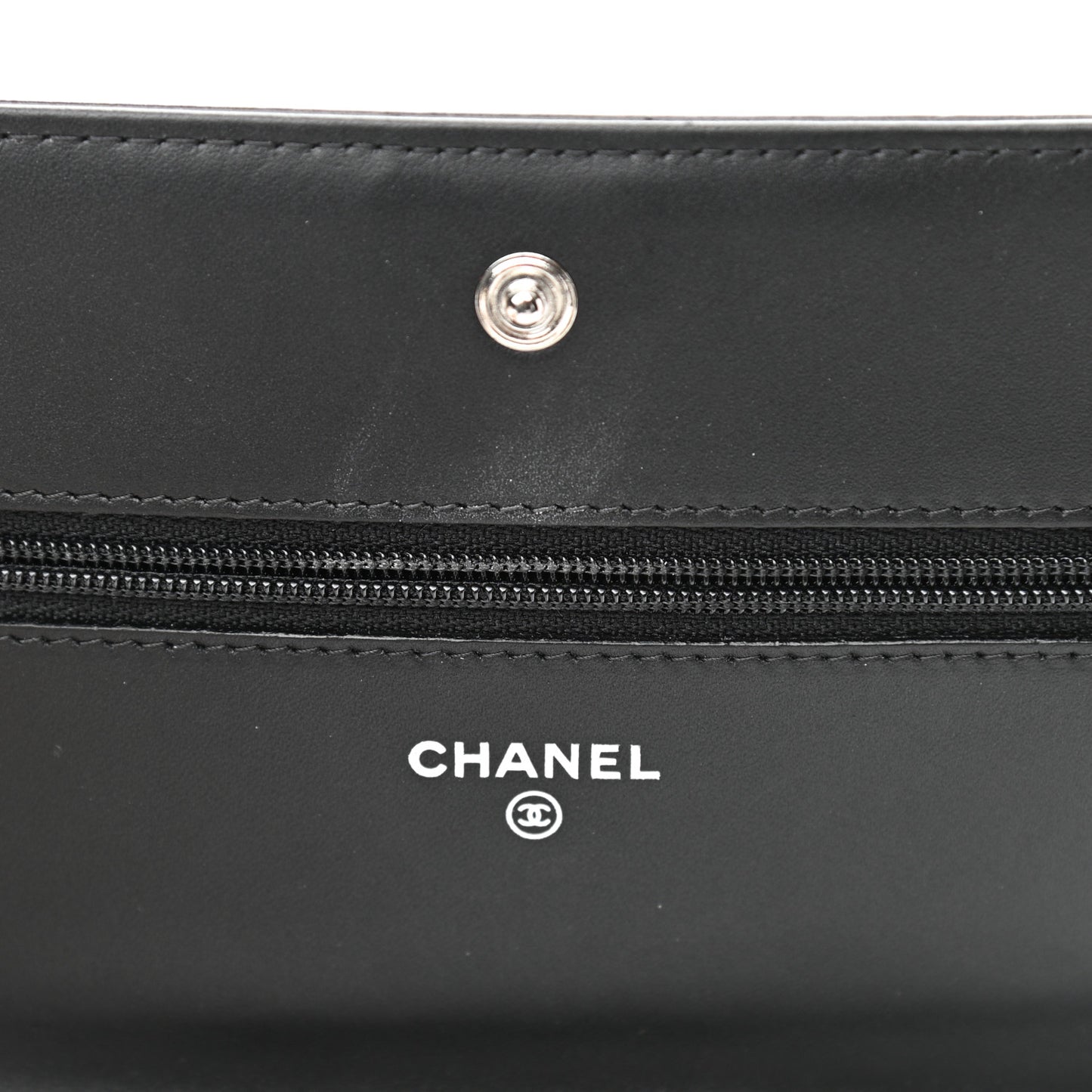 Shiny Aged Calfskin Quilted Boy Wallet On Chain WOC So Black