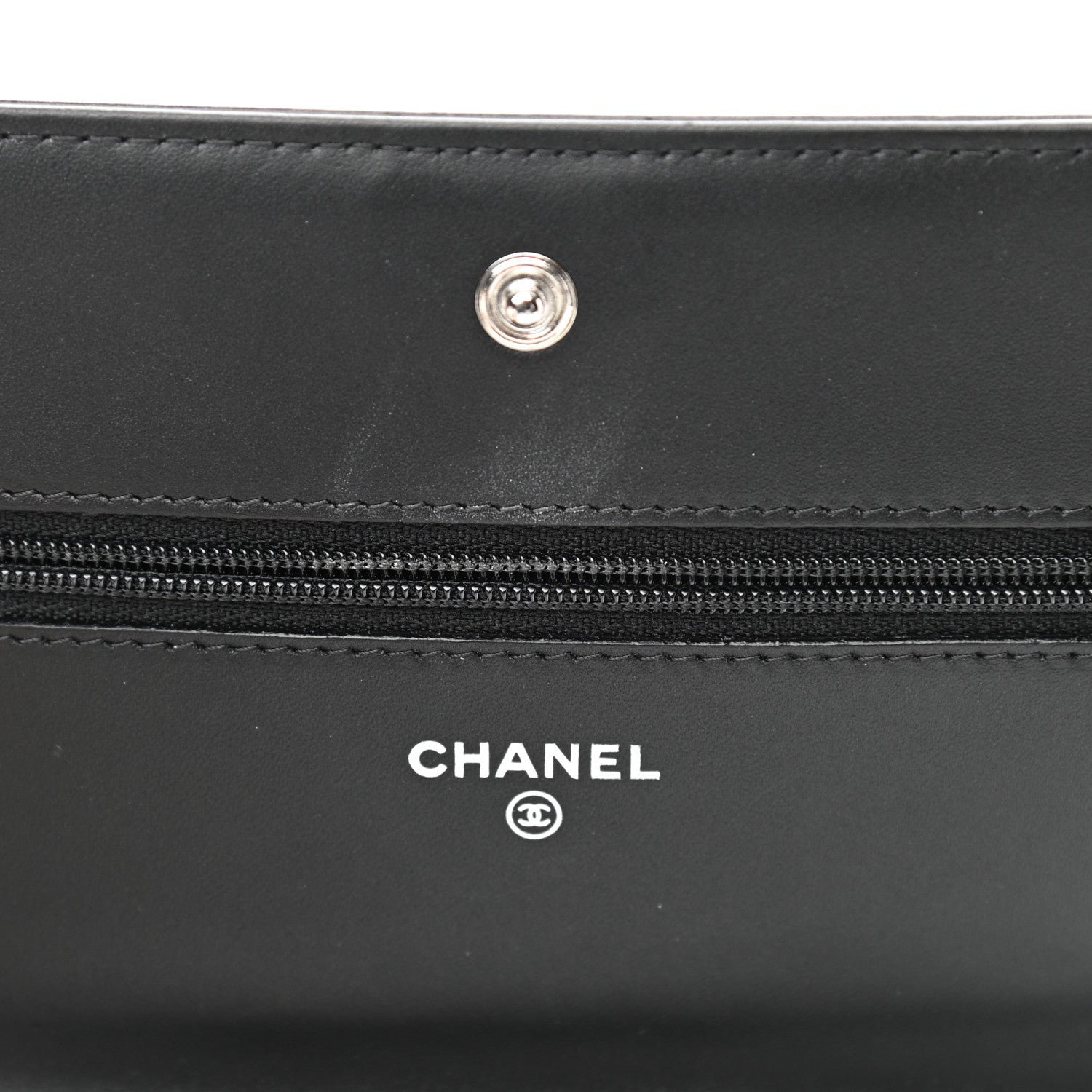 Chanel Shiny Aged Calfskin Quilted Boy Wallet On Chain WOC So Black 12 of 13