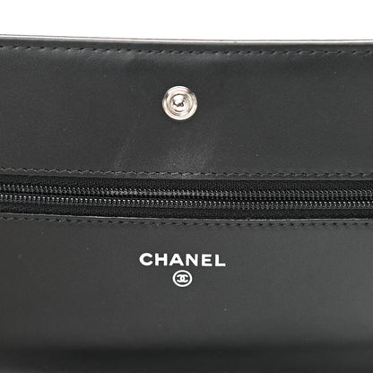 Chanel Shiny Aged Calfskin Quilted Boy Wallet On Chain WOC So Black 12 of 13