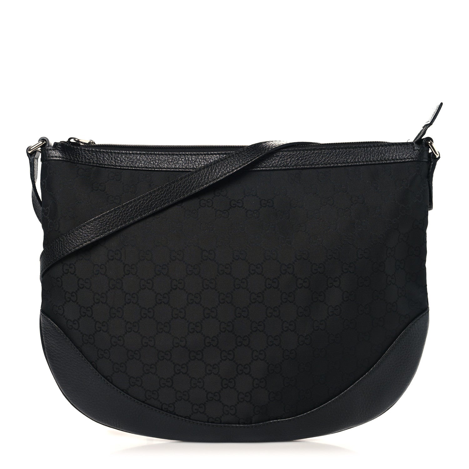 Gucci Denim Monogram Large Half Moon Hobo Black 1 of 12