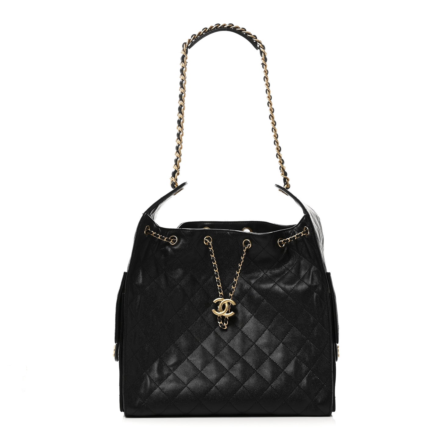 Caviar Quilted Medium Chanel 25 Handbag Black