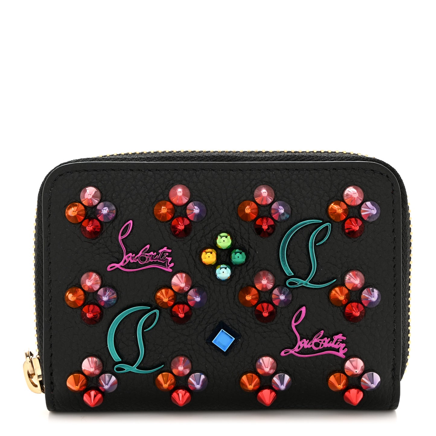 Calfskin Loubinthesky Panettone Coin Purse Black Multicolor
