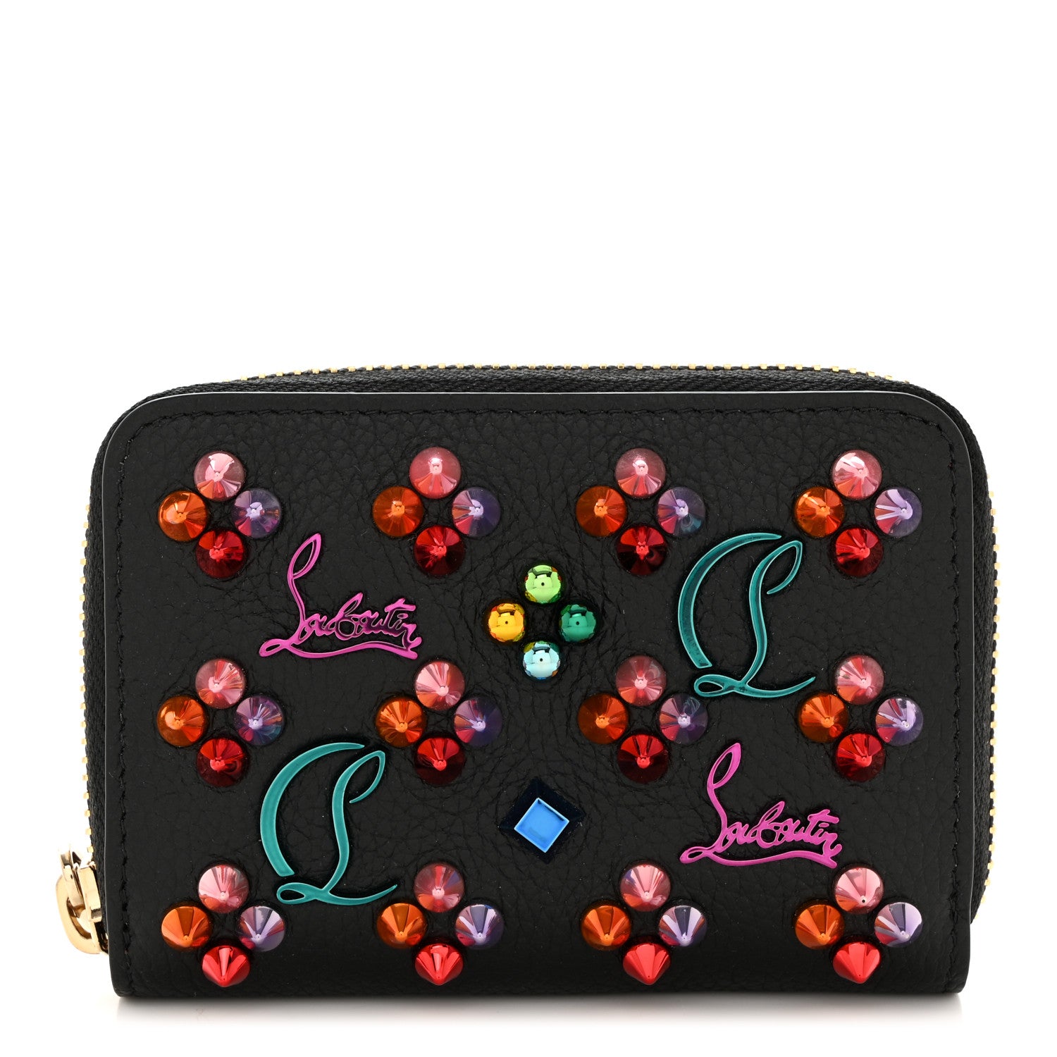 Christian Louboutin Calfskin Loubinthesky Panettone Coin Purse Black Multicolor 1 of 9
