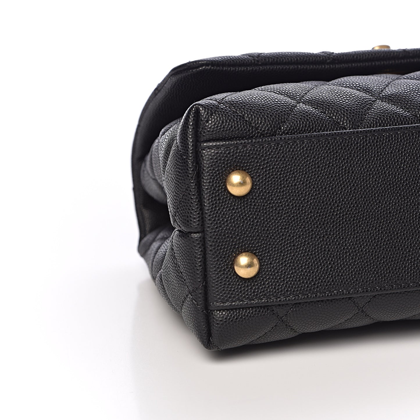 Caviar Lizard Embossed Quilted Mini Coco Handle Flap Black