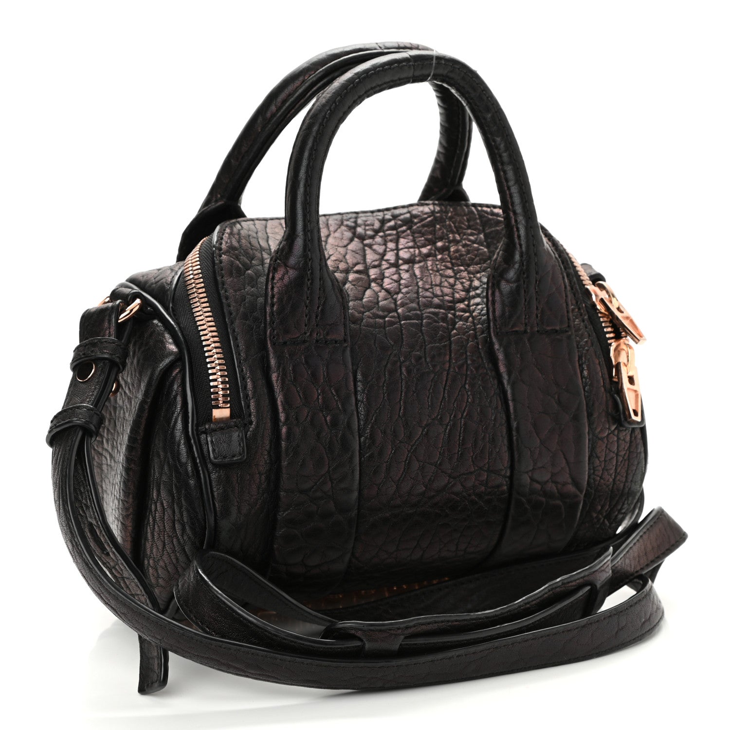Alexander Wang Pebbled Lambskin Mini Rockie Black Rose Gold Hardware 2 of 8
