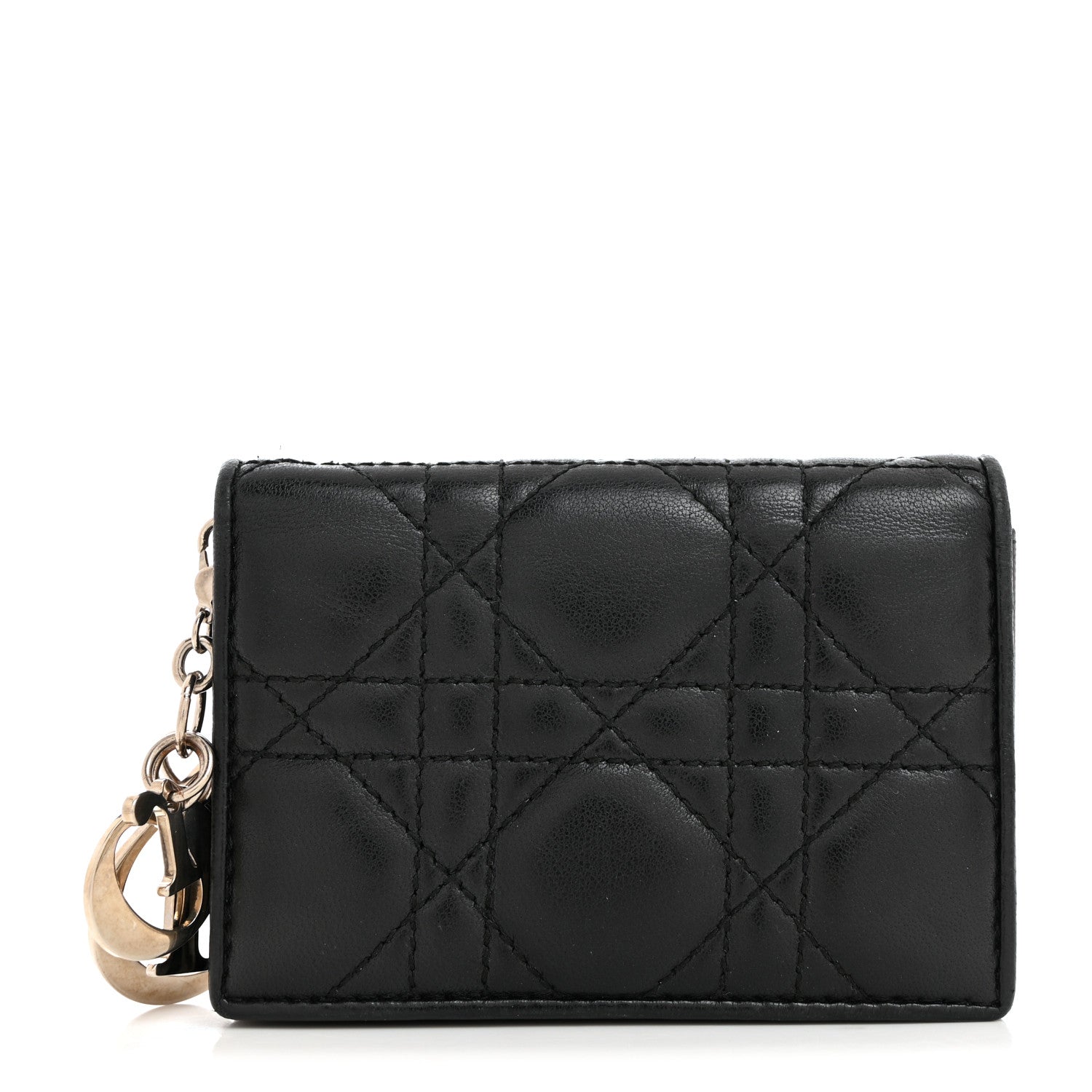 Christian Dior Lambskin Cannage Small Lady Dior Flap Card Holder Black 1 of 8