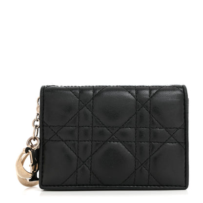 Christian Dior Lambskin Cannage Small Lady Dior Flap Card Holder Black 1 of 8