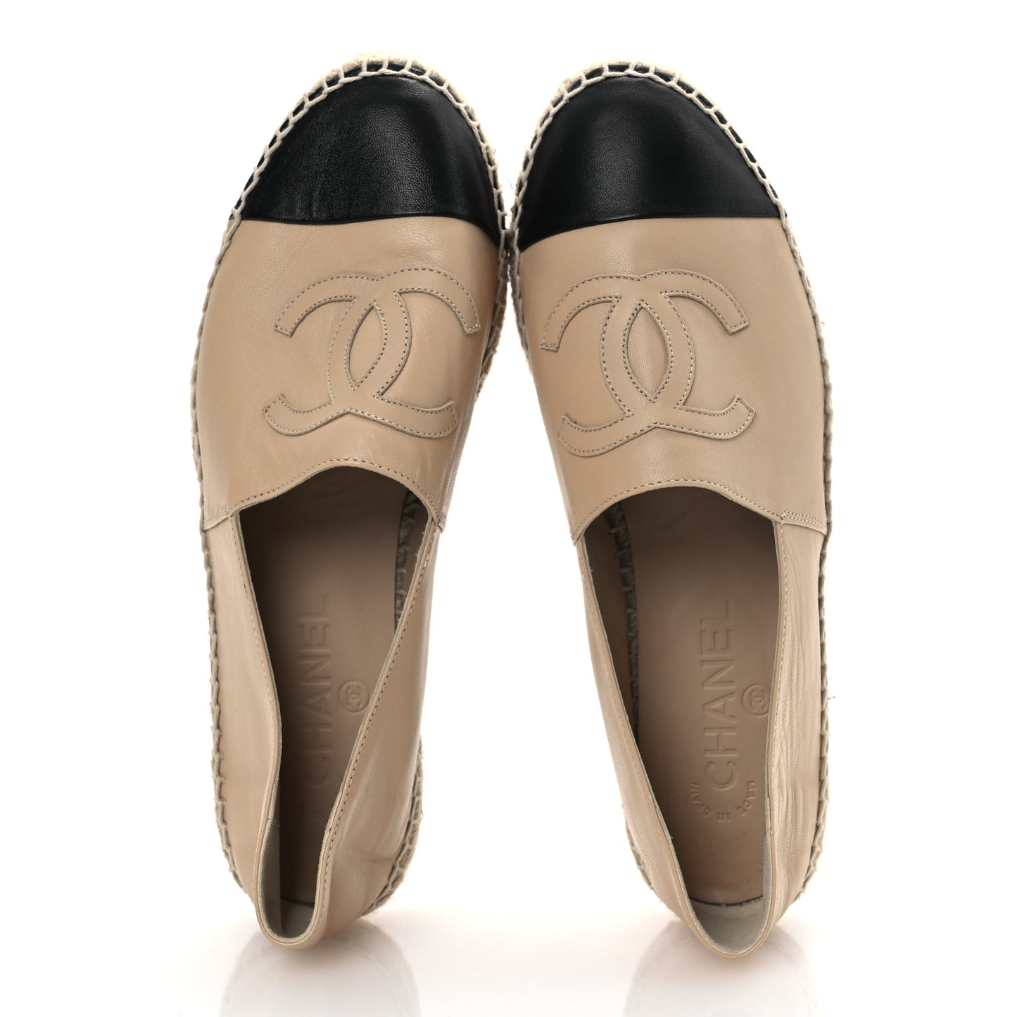 Lambskin CC Espadrilles 38 Beige Black