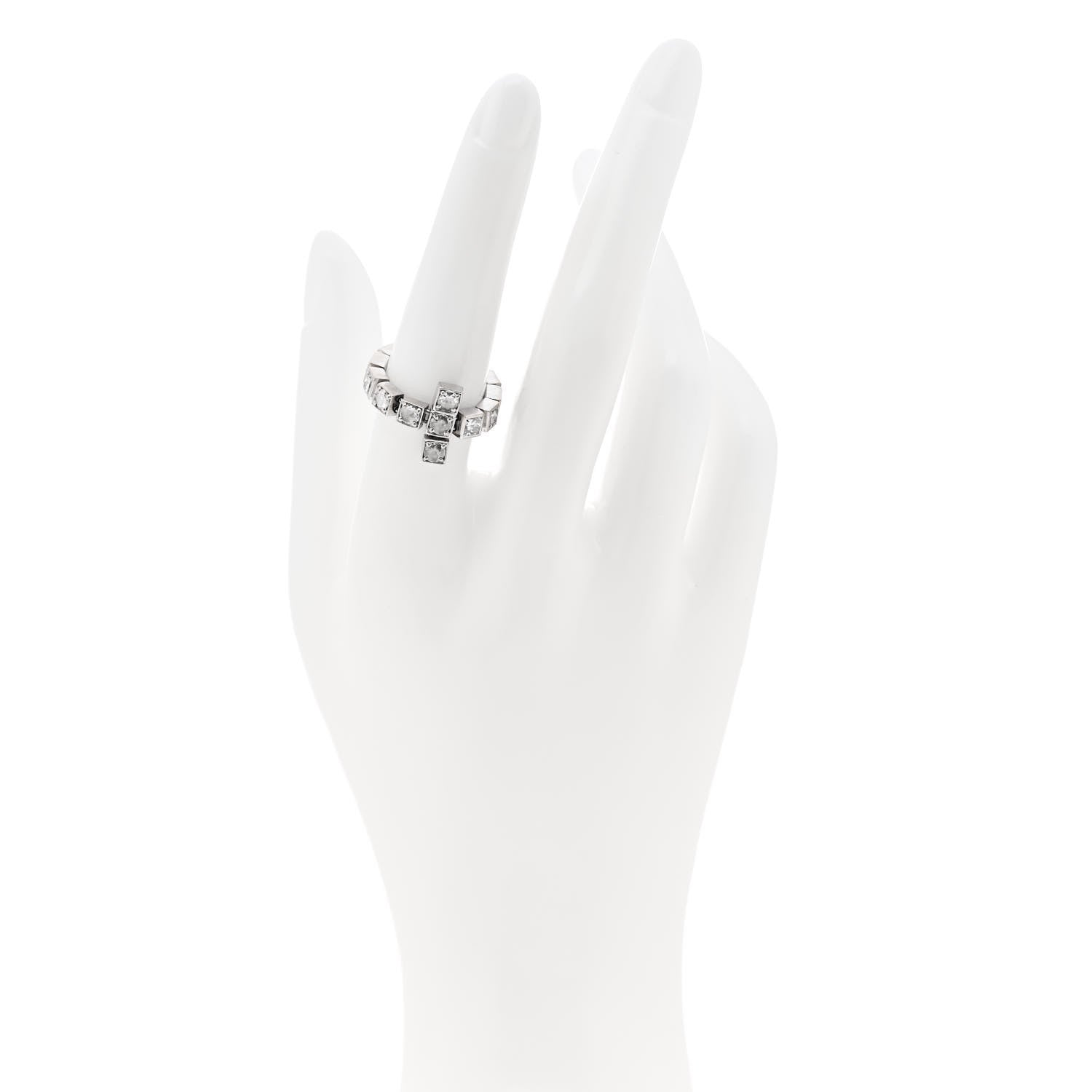 Tiffany 18K White Gold Diamond T Line Signature Ring 53 6.25 2 of 5