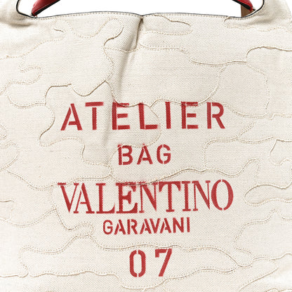 Valentino Garavani Canvas Atelier 07 Camouflage Edition Large Tote Bag Naturale 7 of 9