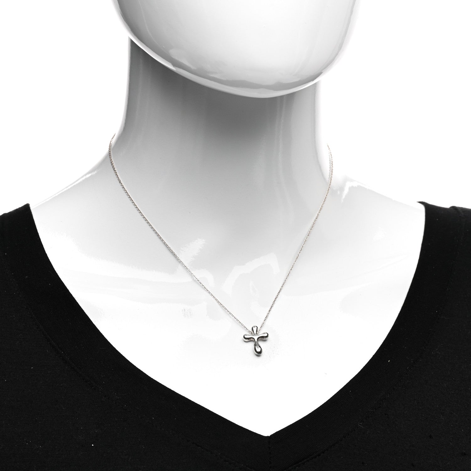 Tiffany Sterling Silver 12mm Elsa Peretti Cross Pendant Necklace 2 of 4