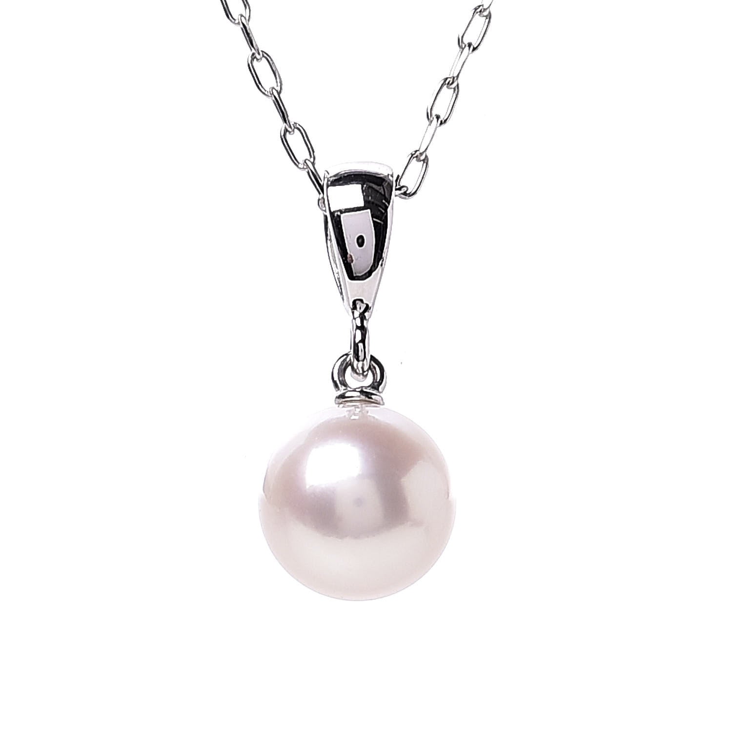 Mikimoto 18K White Gold Akoya Pearl 7.5mm Drop Pendant Necklace 4 of 6