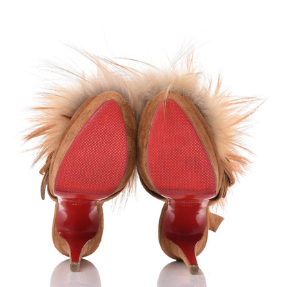 Christian Louboutin Suede Fox Fur Splash 150 Pumps 37.5 Camel 5 of 8