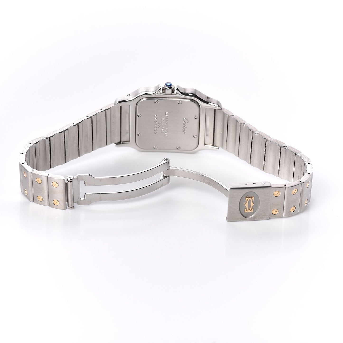 Stainless Steel 18K Yellow Gold 29mm Santos De Cartier Galbee Quartz Watch Silver