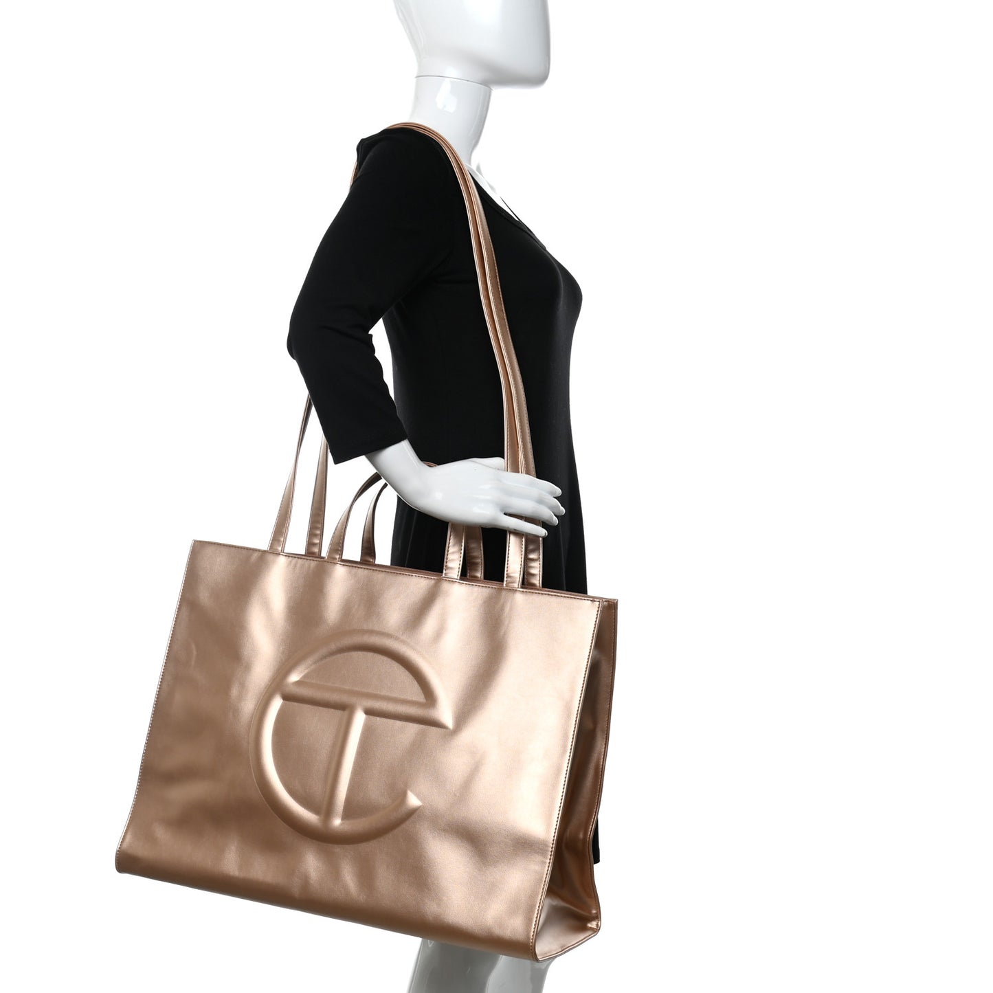 Metallic Vegan Leather Large Shopping Bag