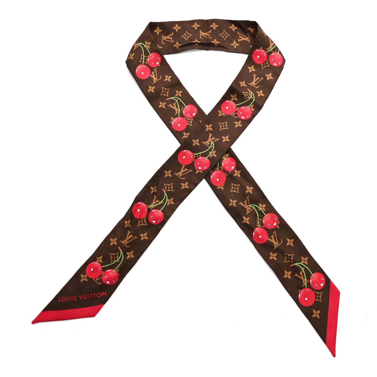 Louis Vuitton LV X TM Silk Monogram Cerises Bandeau Brown 1 of 3