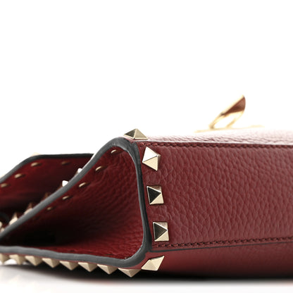 Valentino Garavani Pebbled Calfskin Medium Rockstud Flip Lock Crossbody Bag Rubin 9 of 10