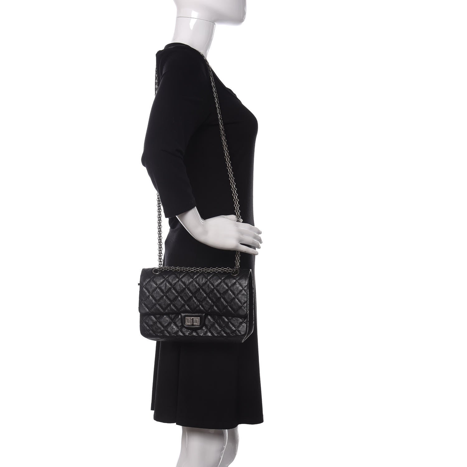 Chanel Aged Calfskin Quilted 2.55 Reissue 225 Flap Black 2 of 11