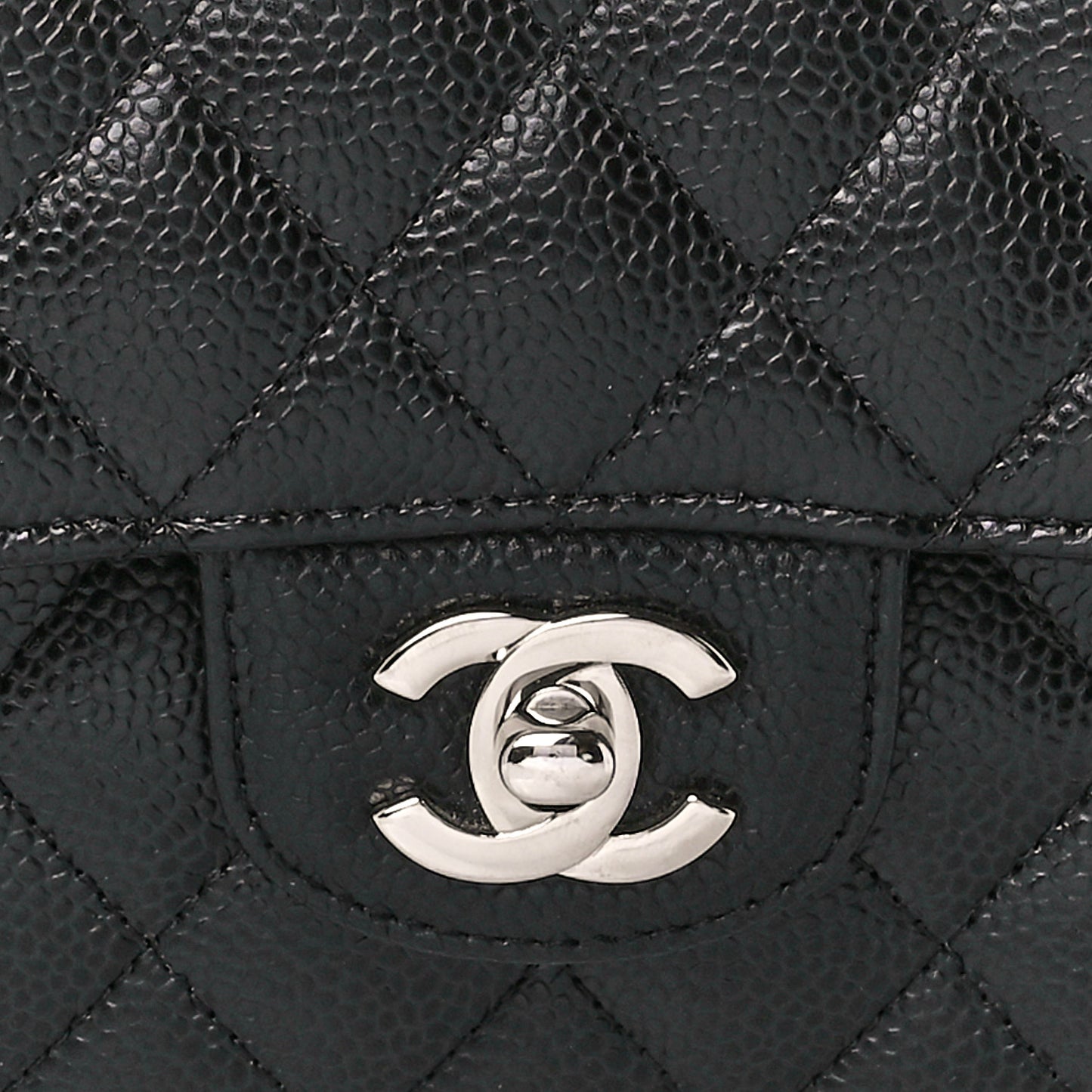 Caviar Quilted Medium Double Flap Black