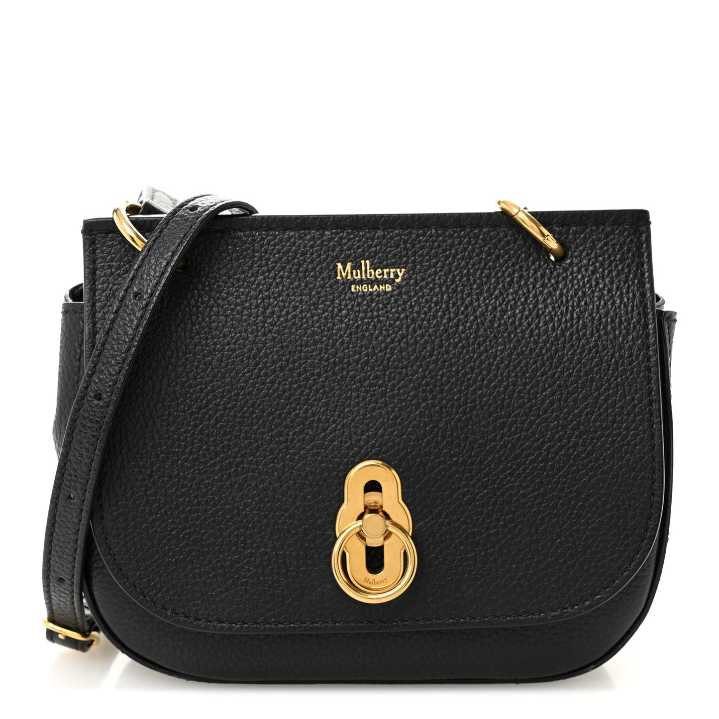 Small Classic Grain Calfskin Mini Amberley Flap Black