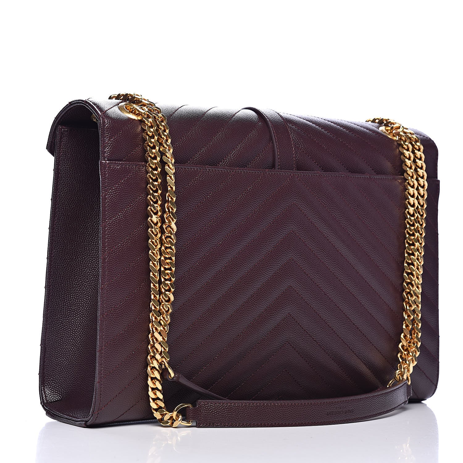 Saint Laurent Grain De Poudre Matelasse Chevron Large Monogram Satchel Rouge Legion 3 of 11