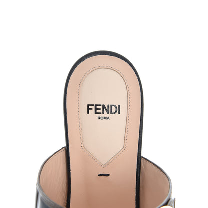 Fendi Vitello FF Embossed Buckle Flat Mules 36 Maya Black 6 of 8