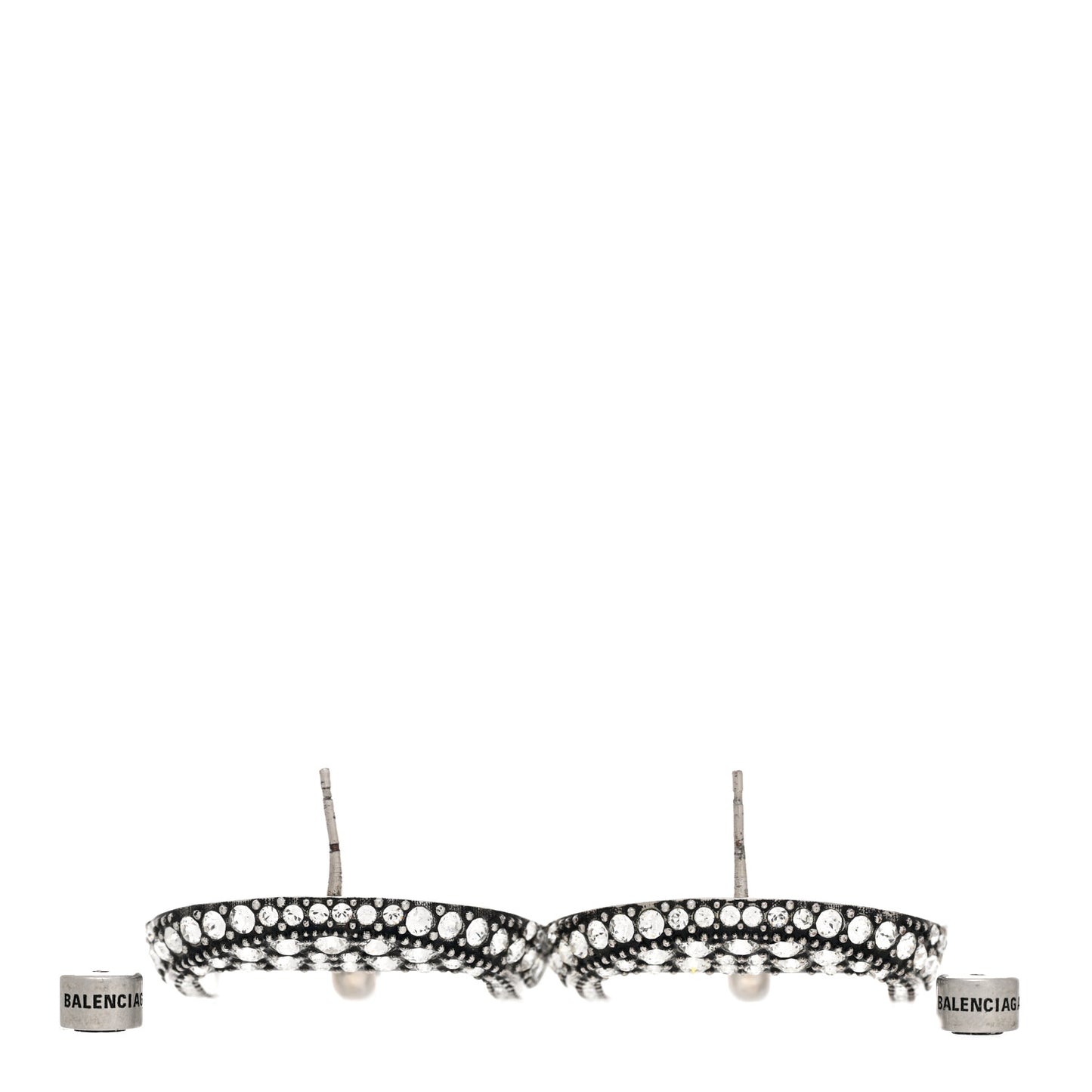 Crystal Cagole Buckle Earrings Antique Silver