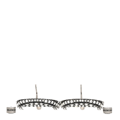 Balenciaga Crystal Cagole Buckle Earrings Antique Silver 3 of 7