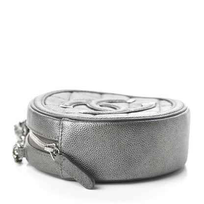 Chanel Metallic Caviar Quilted Round Filigree Crossbody Dark Silver 4 of 11