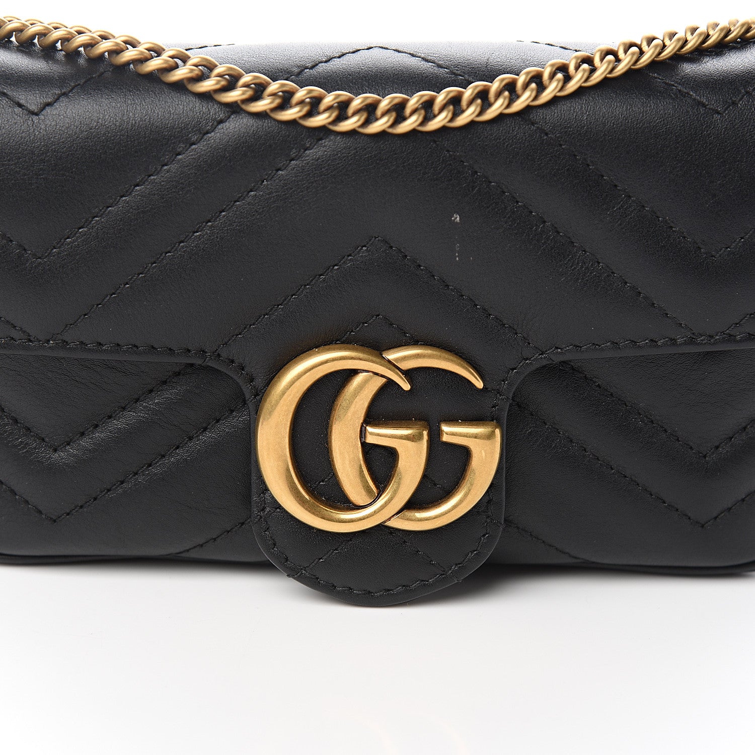 Gucci Calfskin Matelasse Super Mini GG Marmont Shoulder Bag Black 10 of 10