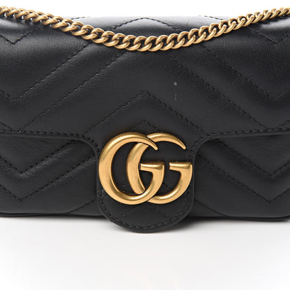 Gucci Calfskin Matelasse Super Mini GG Marmont Shoulder Bag Black 10 of 10