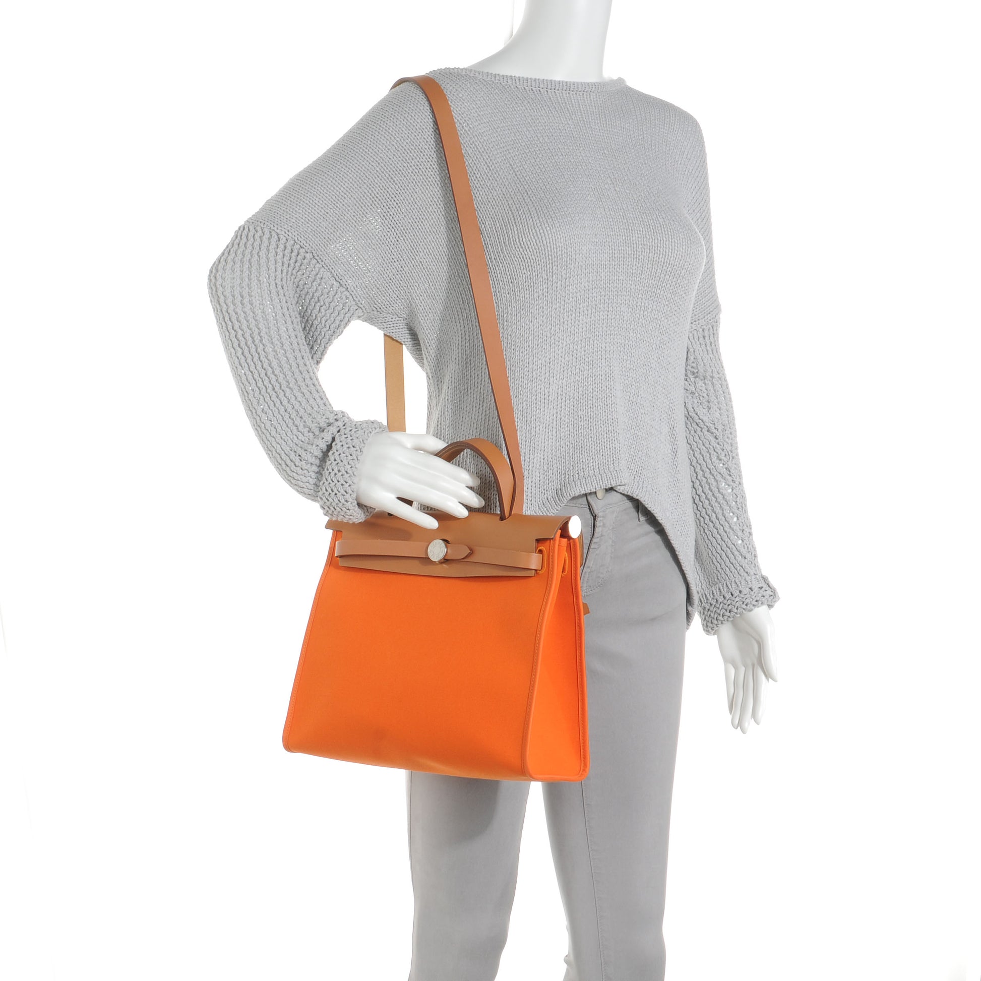 Hermes Toile Herbag Zip PM 31 Natural Orange 2 of 11