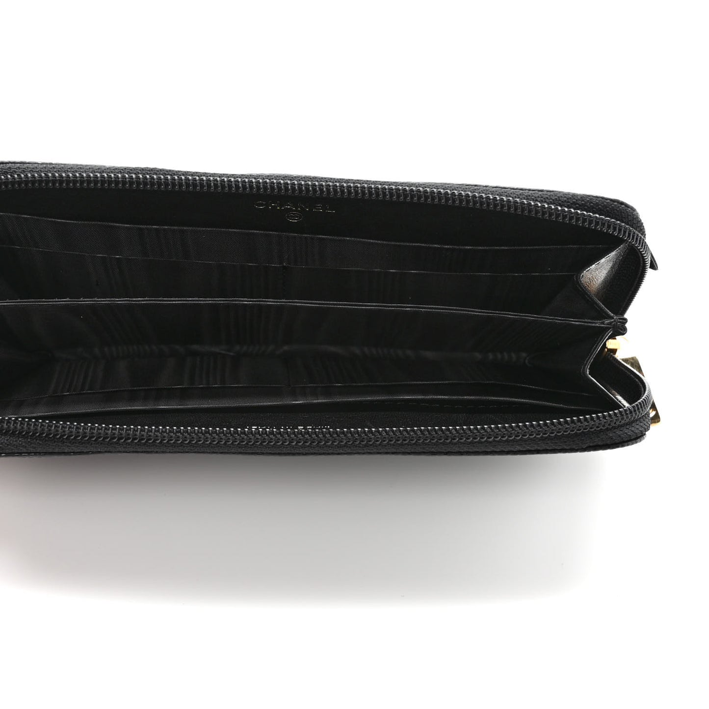 Caviar Large Timeless CC Zip Around Wallet Black