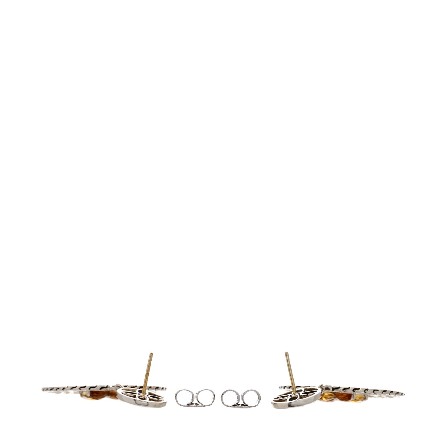 Sterling Silver 18K Yellow Gold Citrine Batu Kawung Drop Earrings