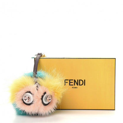 Fendi Shiny Nappa Mink Fox Fur Crystal QuTweet Dazzling Bag Bug Charm Bordeaux Seashell Multicolor 6 of 6