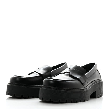 Hermes Glazed Calfskin Womens Hitch Loafers 35 Black 3 of 8