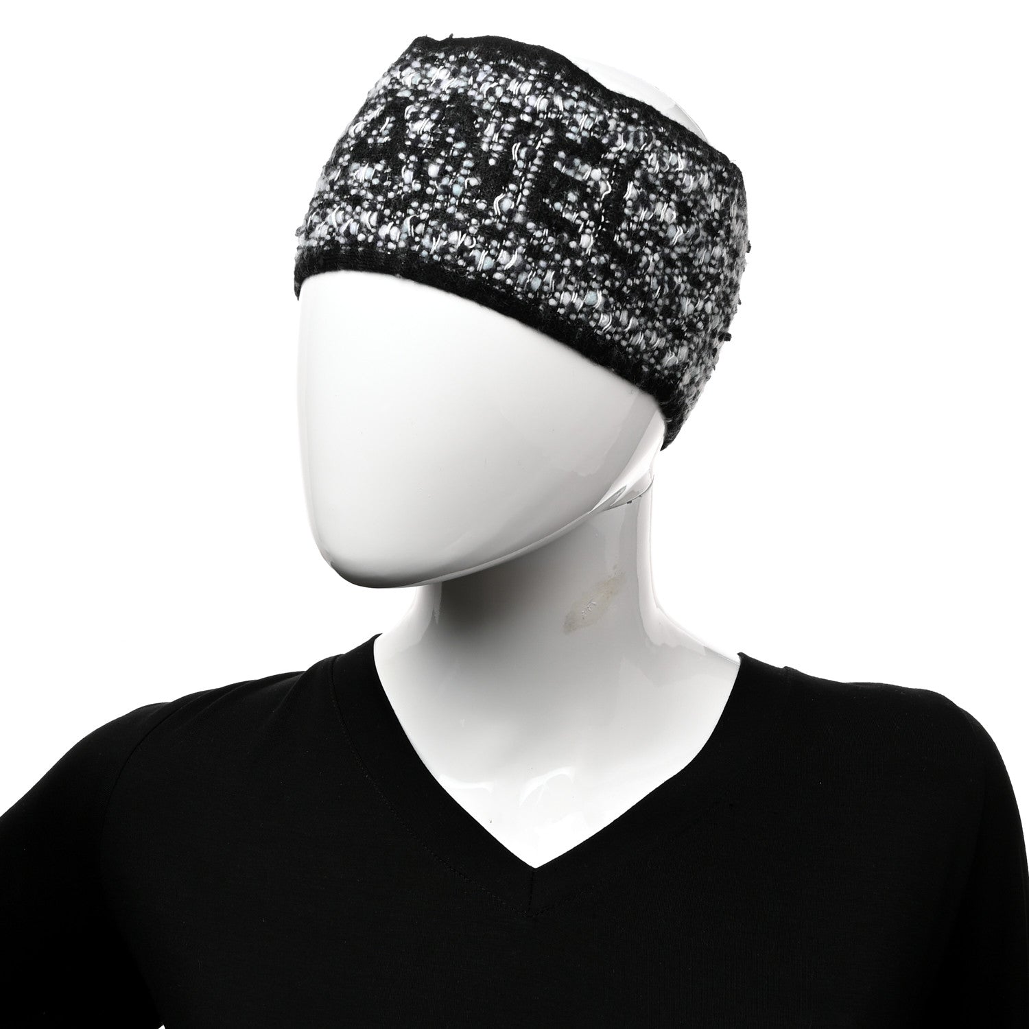 Chanel Cashmere Logo Headband Black White 2 of 4