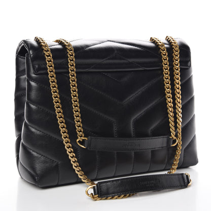 Saint Laurent Calfskin Y Quilted Monogram Small Loulou Chain Satchel Black 3 of 9