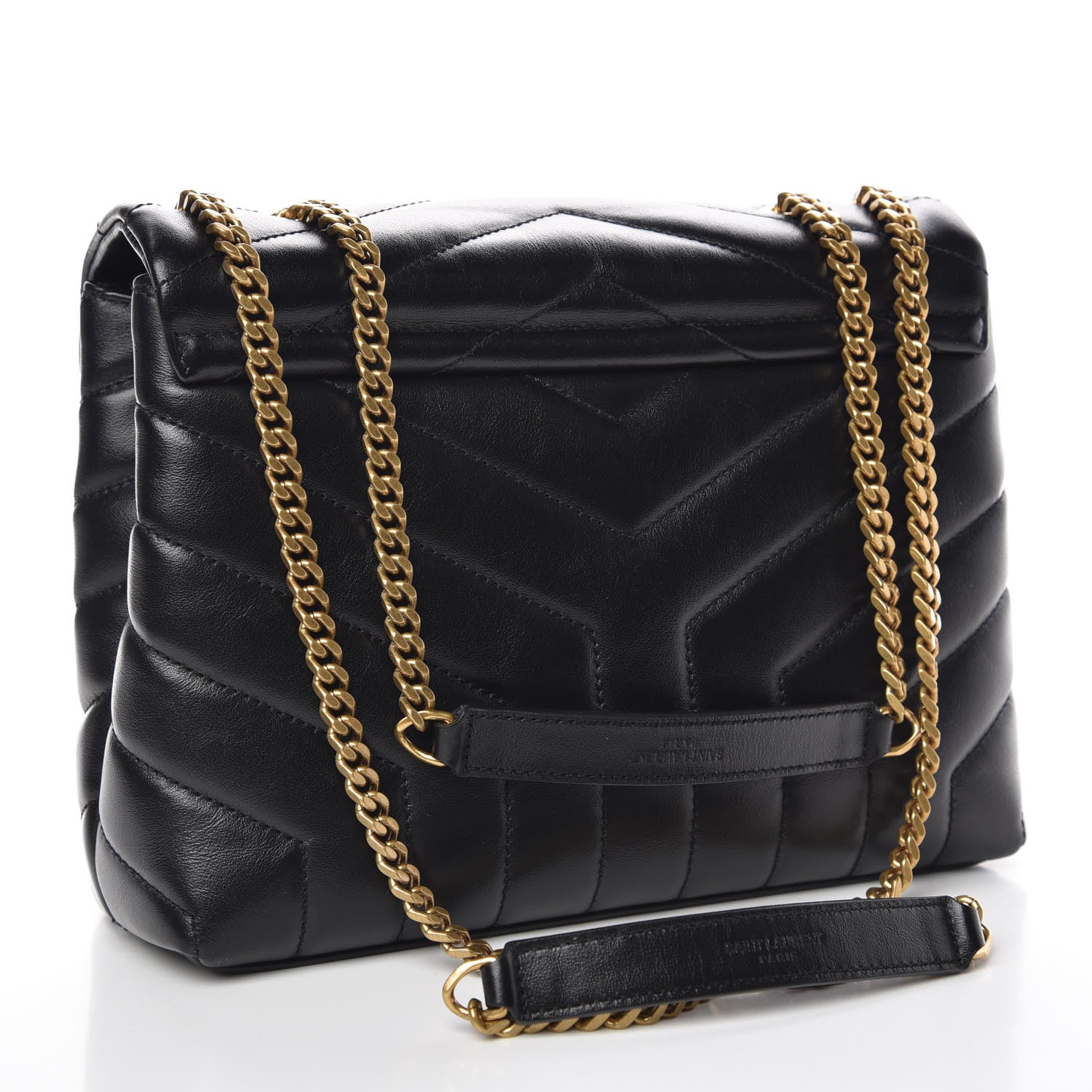 Saint Laurent Calfskin Y Quilted Monogram Small Loulou Chain Satchel Black 3 of 9