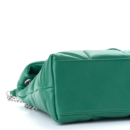 Saint Laurent Lambskin Quilted Small Loulou Puffer Monogram Chain Satchel Green Field 7 of 8