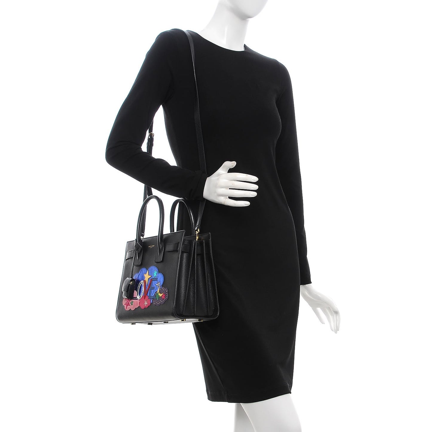 Calfskin Love Patchwork Baby Sac De Jour Black