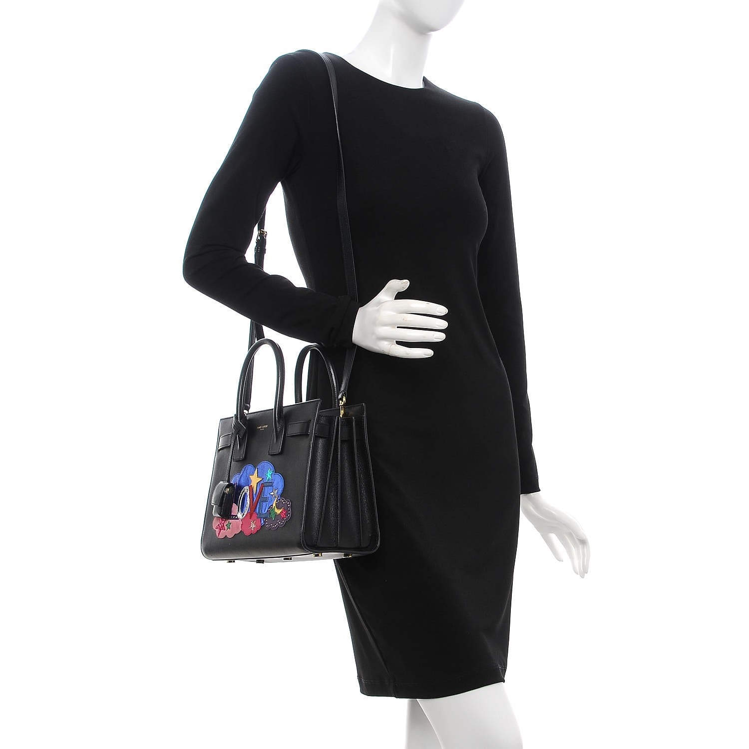 Saint Laurent Calfskin Love Patchwork Baby Sac De Jour Black 2 of 7