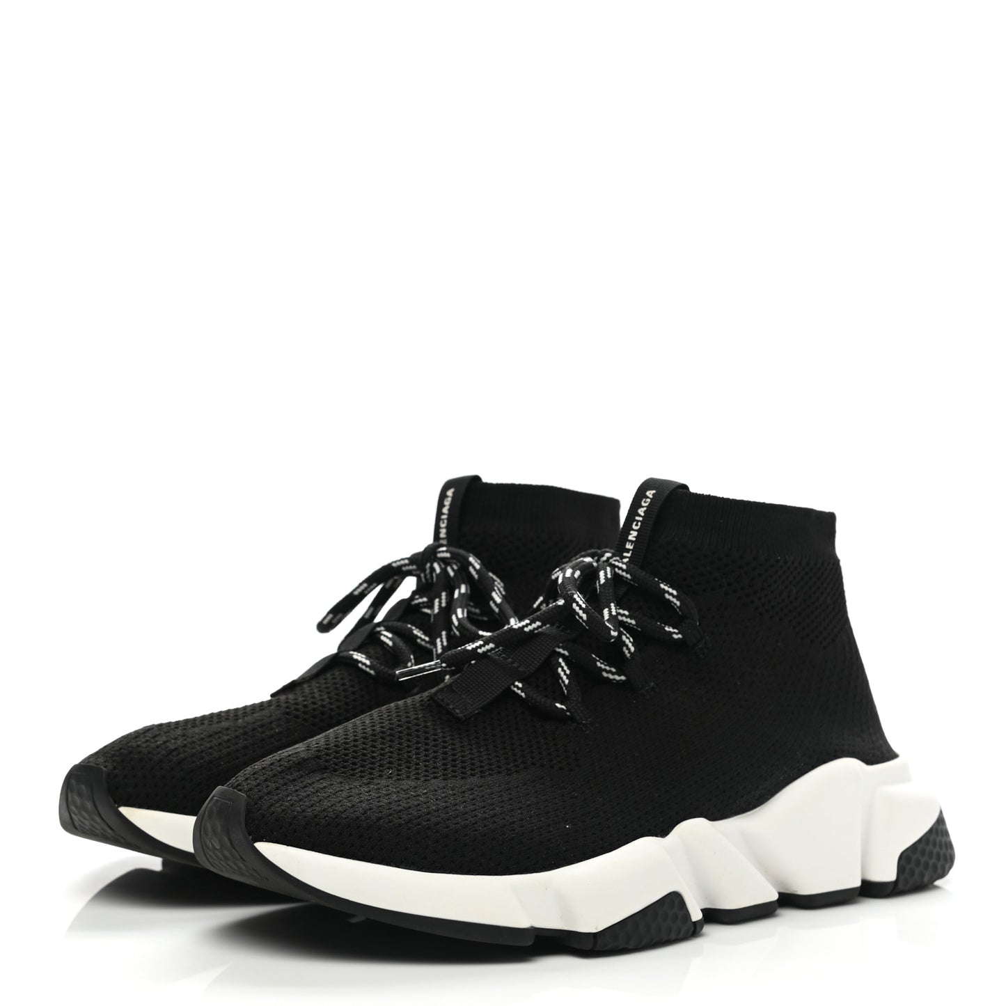 Recycled Knit Bi-Color Sole Womens Speed Lace Up Sneakers 40 Black White