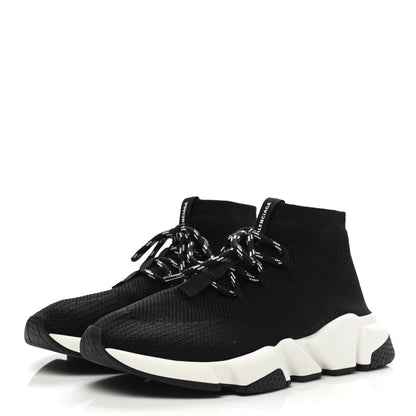 Balenciaga Recycled Knit Bi-Color Sole Womens Speed Lace Up Sneakers 40 Black White 3 of 9