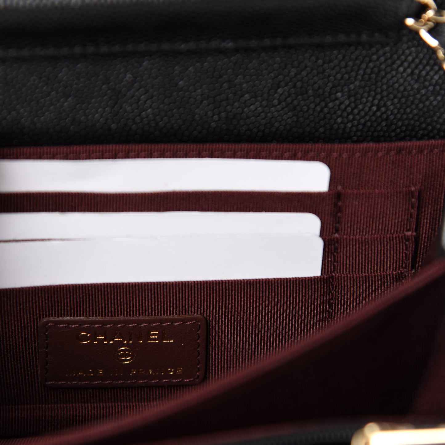 Caviar Quilted Mini Wallet On Chain WOC Black