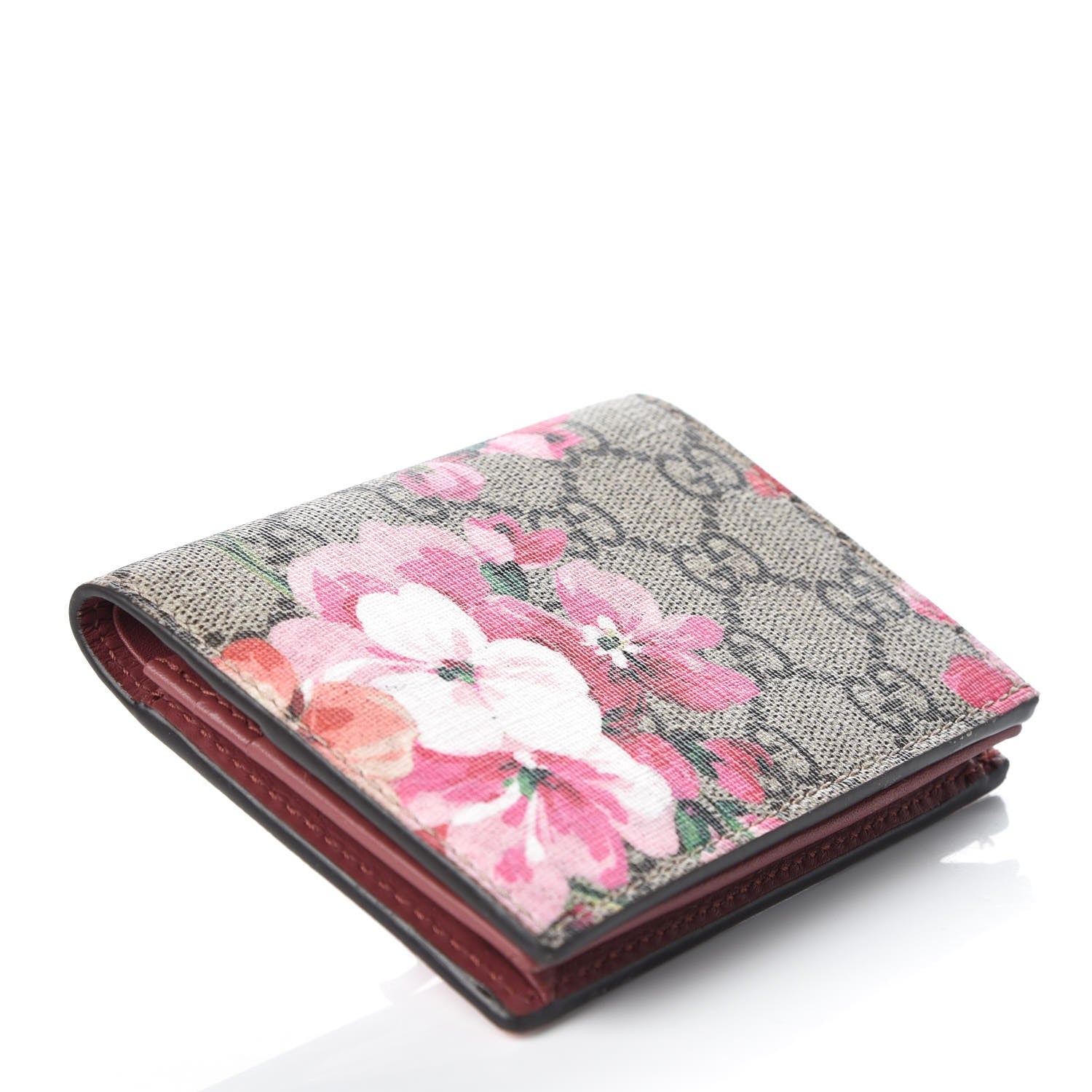 Gucci GG Supreme Monogram Blooms Card Case Beige Multicolor Dry Rose 4 of 11